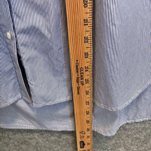 J Crew Shirt Women Size 14 Blue Cotton Thomas Mason Pin Stripe Tuxedo Bib Button - Picture 10 of 12